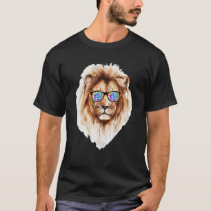 T-shirt Style Art Lion vintage Avec Lunettes De Soleil Tei