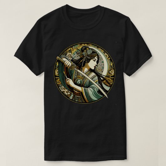 T-shirt Style Art Nouveau pour Sword Fighter chinois (Design devant)