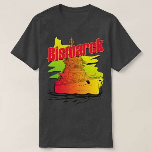 T-shirt Style Battleship Bismarck Synthwave (Design devant)