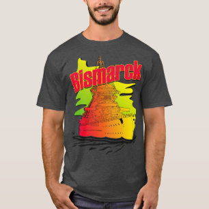 T-shirt Style Battleship Bismarck Synthwave