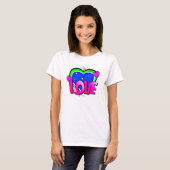 T-shirt Style BD Pop Art Retro Bleu Vert Rose AMOUR (Devant entier)