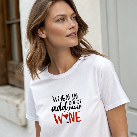 T-shirt Style blanc "Ajouter plus de vin"