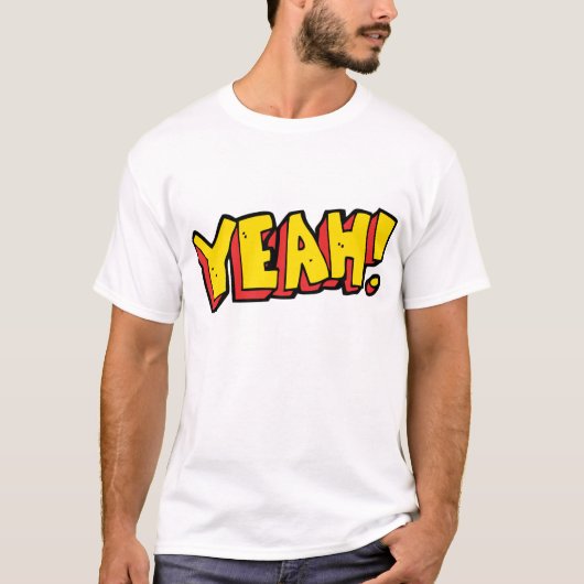 T-shirt Style comique Ouais Texte Graphique en gras Jaune (Devant)