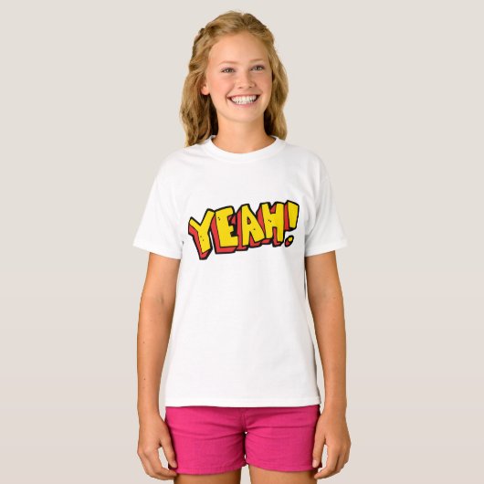 T-shirt Style comique Ouais Texte Graphique en gras Jaune (Devant entier)