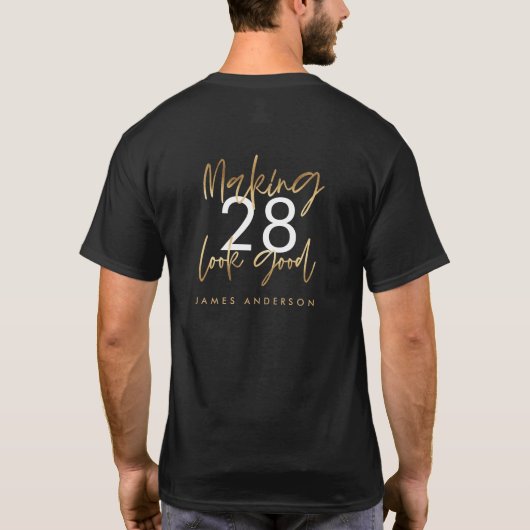 T-shirt Style d'anniversaire moderne simple élégant script (Dos)