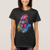 T-shirt Style d'aquarelle de poulet du coq du pays (Devant)
