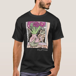 T-shirt Style d'art cubiste Picatsso Chat dans la fenêtre