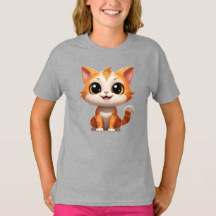 T-shirt Style de dessin animé de chat orange mignon - 8973