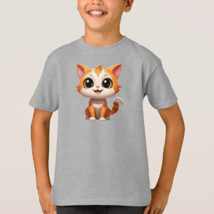 T-shirt Style de dessin animé de chat orange mignon - 8973