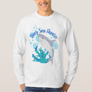 T-shirt style de dessin animé de requin de chasse en haute