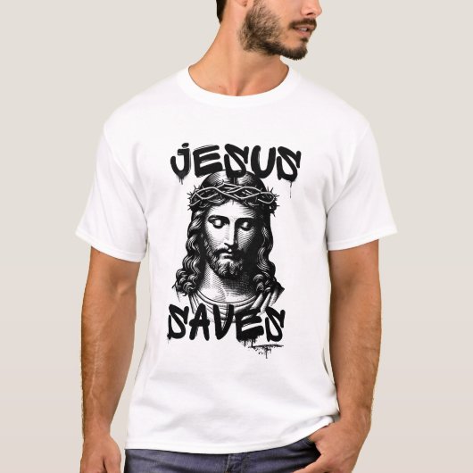 T-shirt Style de graffiti Jesus Saves (Devant)