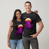 T-shirt Style de grille de Synthwave esthétique Outrun Cou (Unisexe)