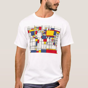 T-shirt Style de Mondrian d'abrégé sur carte du monde