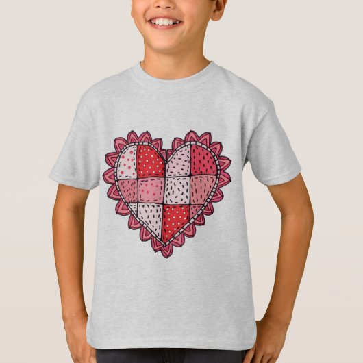 T-shirt Style de patchwork de la Saint-Valentin en forme d (Devant)