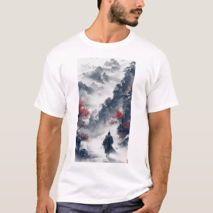 T-shirt Style de peinture à l'encre chinoise Figure T-shir