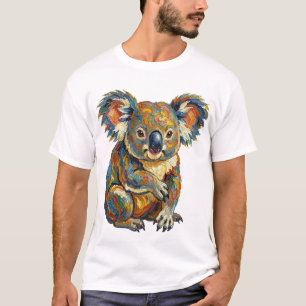 T-shirt Style de peinture à l'huile vibrant Koala Impasto