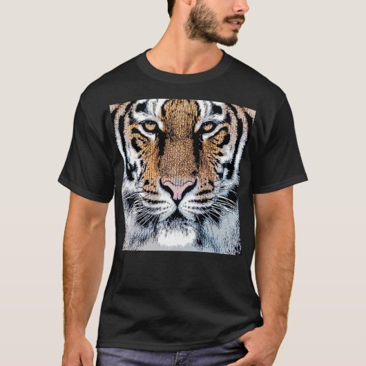 T-shirt Style de presse graphique Wild Tiger Portrait (Devant)