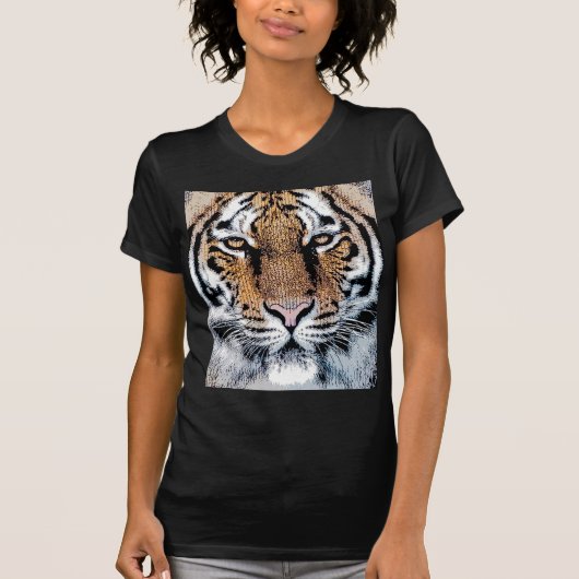 T-shirt Style de presse graphique Wild Tiger Portrait (Devant)
