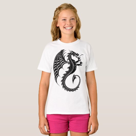 T-shirt Style de tatouage en forme de dragon noir (Devant entier)