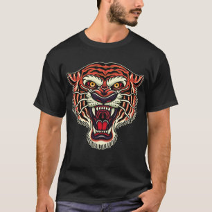 T-shirt Style de tatouage old school tête de tigre