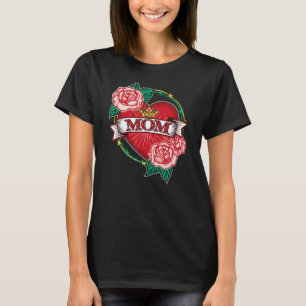 T-shirt Style de tatouage ornemental Coeur maman