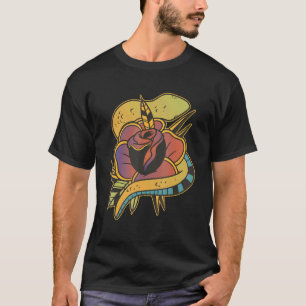 T-shirt Style d'encre de tatouage vintage Rose esthétique
