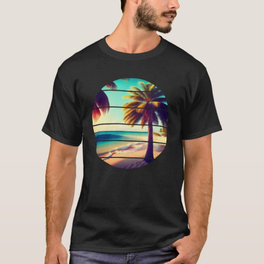 T-shirt Style esthétique Rétro Palm Tree Plage tropicale V (Devant)