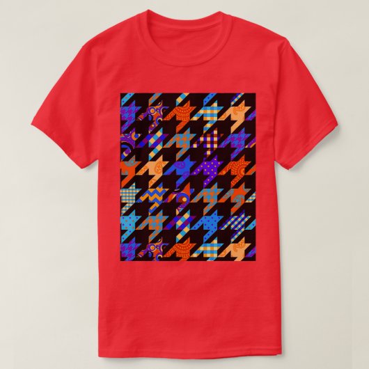 T-shirt Style graphique Houndstooth Patchwork (Design devant)