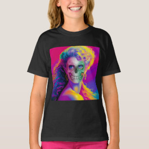 T-SHIRT STYLE HALLOWEEN VISAGE DE CRÂNE COLORÉ MODERNE