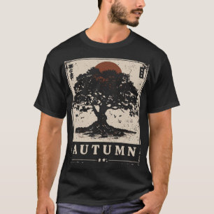 T-shirt Style Japonais Automne Chêne Arbre Scène Nature