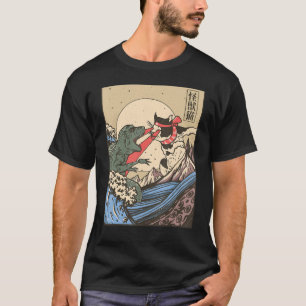 T-shirt Style Japonais De Combat Kaiju Chat Vs Monster De