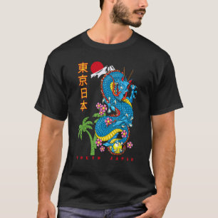 T-shirt Style japonais Tokyo Dragon asiatique Retro 80u201