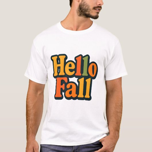 T-shirt Style les années 70 rétro Hello Automne Typographi (Devant)