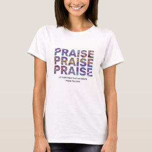 T-shirt Stylé Mauve PRAISE notes de musique Christian