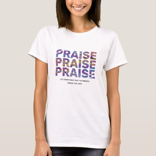 T-shirt Stylé Mauve PRAISE notes de musique Christian (Devant)