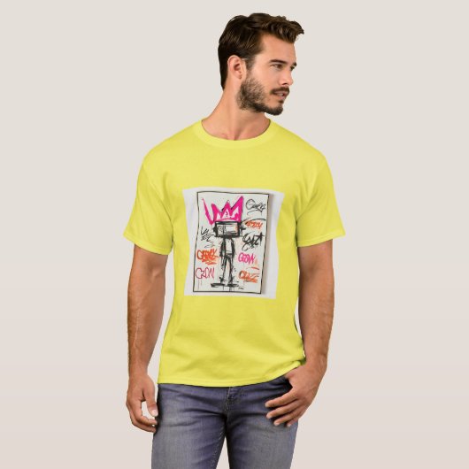 T-shirt Style néo-expressionniste de Basquiat, monstre à c (Devant entier)