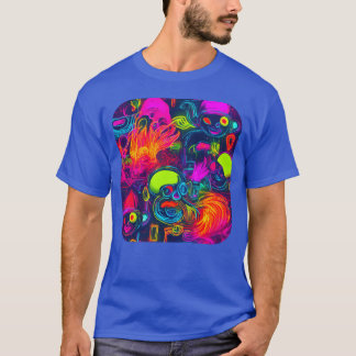 T-shirt Style néon années 80 Fête Rétro Couleur Glow drôle