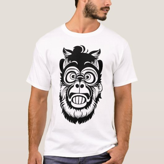 T-shirt Style noir et blanc Funny Monkey (Devant)