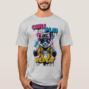 T-shirt Style Panda Pixel Gras