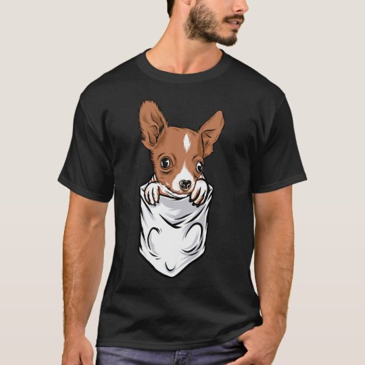 T-shirt Style Poche Adorable Chihuahua Chiot Et Mignonne (Devant)