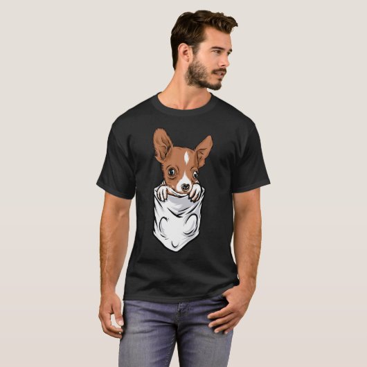 T-shirt Style Poche Adorable Chihuahua Chiot Et Mignonne (Devant entier)