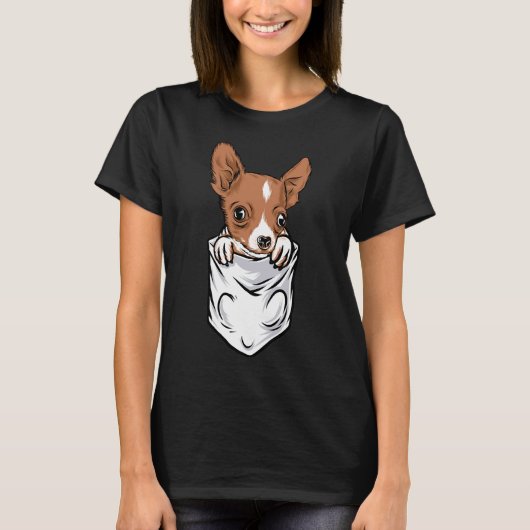 T-shirt Style Poche Adorable Chihuahua Chiot Et Mignonne (Devant)
