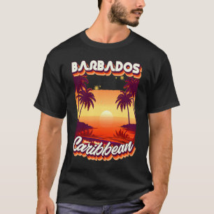 T-shirt Style Rétro 80 Palmier de la Barbade Surf