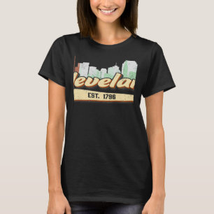 T-shirt Style Rétro Cleveland Ohio Lettres Avec Skyline