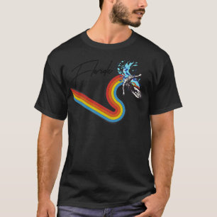 T-shirt Style Retro les années 7080s Rainbow Surfing Vague