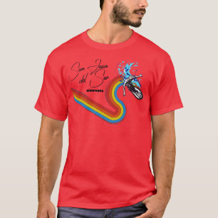 T-shirt Style Retro les années 7080s Rainbow Surfing Vague