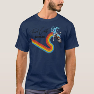 T-shirt Style Retro les années 7080s Rainbow Surfing Vague