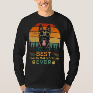 T-shirt Style Rétro Meilleur Malinois Belge Papa Jamais Fa