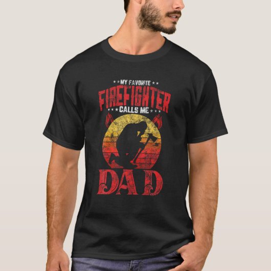 T-shirt Style rétro Mon pompier favori m'appelle Papa F (Devant)