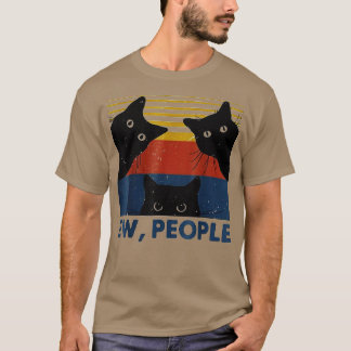 T-shirt Style Rétro Nouvelles Personnes Drôle Chat Introve